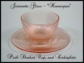 Jeannette Glass ~ Pink Homespun ~ Sherbert & Underplate