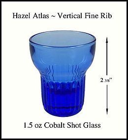 Hazel Atlas Deco Cobalt Fine Rib 1.5 oz Shot Glass