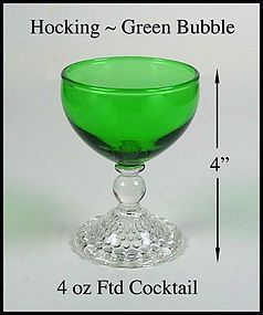 Hocking Fire King Green BUBBLE 4 Inch ftd cocktail