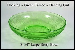 Hocking Green Cameo Dancing Girl Large Berry Bowl