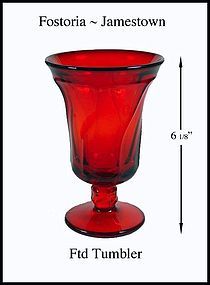 Fostoria Jamestown Ruby 6" Footed Tumbler-Stemmed