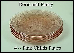 Doric and Pansy Pink 4 Childs Dinner Plates