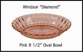 Jeannette ~ Windsor Pink 9 1/2" Oval Bowl~ 1930's