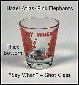 Hazel Atlas Pink Elephant "Thick Bottom" Shot Glass 2oz