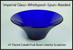 Imperial Glass Whirlspool~Reeded~Spun Cobalt 10" Bowl