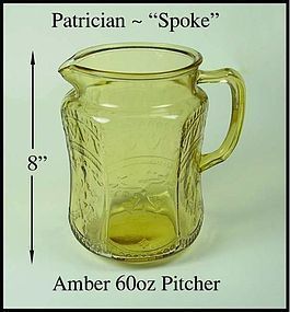 Federal ~ Patrician "Spoke" Amber 75 oz Pitcher 8"