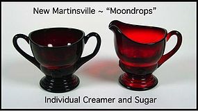 Moondrops Red ~ New Martinsville Individual Cream & Sug
