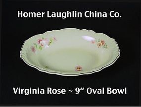 Homer Laughlin China Co~Virginia Rose 9 inch Oval Bowl