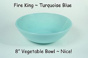 Fireking Turquoise Blue 4000 Line Large Berry Bowl
