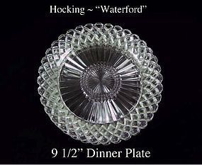 Hocking Crystal Waterford "Waffle" Dinner Plate 1930's