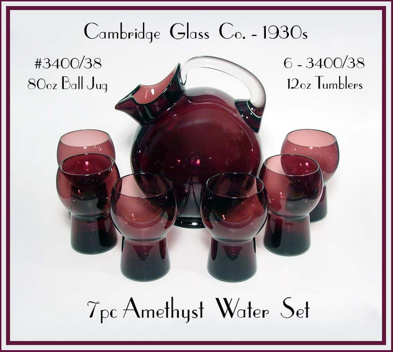 Cambridge Amethyst 7pc Water Set~Ball Jug~6 Tumblers