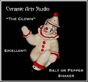 Ceramic Arts Studio Sitting Figure "The Clown" Shaker