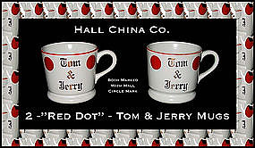 Hall China Red Dot 2 Tom & Jerry Mugs