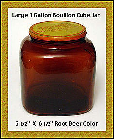Unusual Dark Amber 1 Gallon Bouillon Advertising Jar