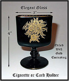 Elegant Gold Encrusted Etched Black Ftd Cigarette Jar