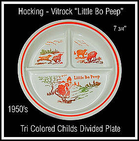 Hocking Vitrock Little Bo Peep Tri Color Divided Plate