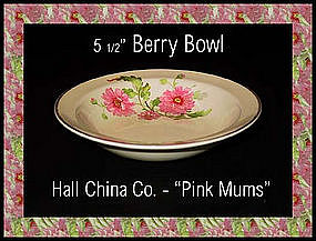 Hall China Pink Mums Small Berry Bowl 1950's