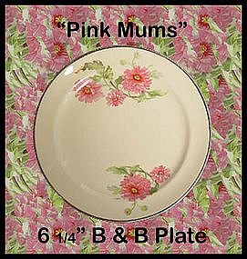 Hall China Pink Mums 6 inch Bread & Butter Plate
