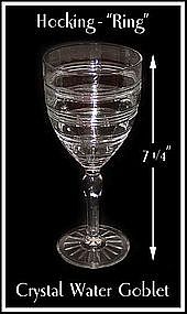 Hocking Glass Crystal Ring Blown Water Goblet