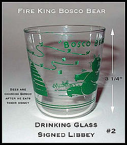 Fire King Bosco Bear Signed Libbey Drinking Glass #2