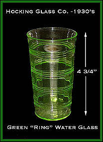 Green Ring Tall Flat Water Tumbler by Hocking Glass