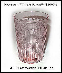 Hocking Glass Mayfair Open Rose 9 oz Flat Water Glass