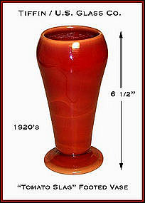 Tiffin U.S. Glass 1920s Tomato Slag Dahlia Cupped Vase