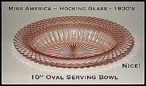 Hocking Glass Miss America 10" Oval Serving Bowl