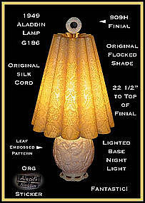 Aladdin Lamp G~186 Lamp W/Orig Shade~Label~Lighted Base