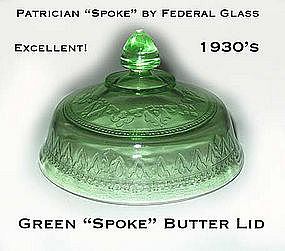 Federal Glass Green Patrician Spoke Butter Lid