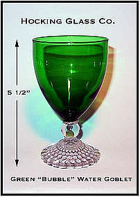 Fire King Forest Green Bubble Water Goblet