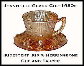 Iris and Herringbone Iridescent Cup and Saucer