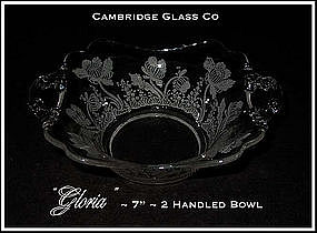 Cambridge Glass Co ~ Gloria Square 2 Handled Bowl