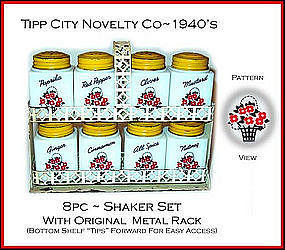 Tipp City 8pc Range Shaker Spice Set W/Org Rack