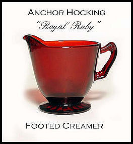 Hocking Glass Royal Ruby Footed Creamer ~ Mint!
