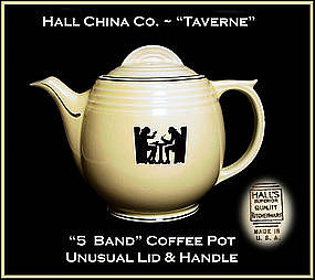 Hall Unusual Art Deco 1950's Taverne 5 Band Coffee Pot