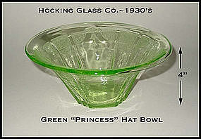 Hocking Glass Green Princess Hat Bowl
