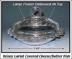 Heisey Large Lariat Butter Dish W/Dolphin on lid