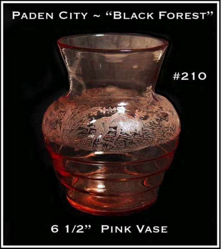 Paden City ~ Line #210 ~ &quot;Black Forest&quot; ~ Pink Vase