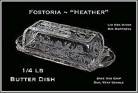 Fostoria Heather 1/4 lb Butter Dish~Chip On Base