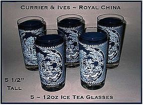 Currier & Ives Royal China 13 oz Ice Tea Glasses