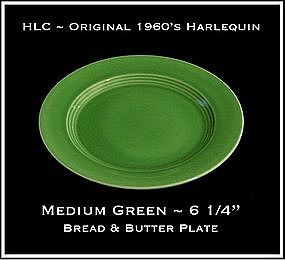 HLC Harlequin Orig 1950's Medium Green 6" B & B Plate