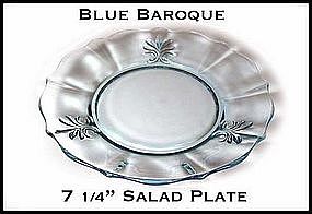 Fostoria Blue Baroque 7 1/4" Salad Plate~Excellent!