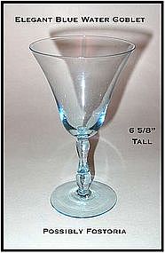 Fostoria Blue 9 oz Water Goblets W/Blue Stem