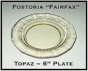 Fostoria Fairfax Topaz Yellow 6 inch Plate