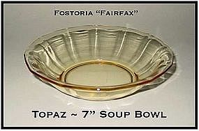 Fostoria Fairfax Topaz Yellow 7 inch Flat Soup Bowl