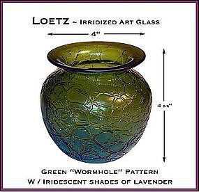 Loetz Iridescent Green Art Glass Vase ~ Superb!