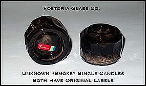 Fostoria Pair of "Smoke" Colored Candles W/Org Labels