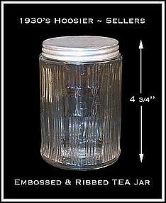 Hoosier ~ Sellers ~ Ribbed / Embossed TEA Canister Jar