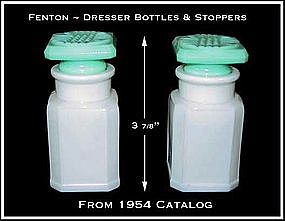 Fenton Dresser Bottles W/Robin Egg Blue Stoppers~1950's